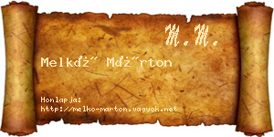 Melkó Márton névjegykártya
